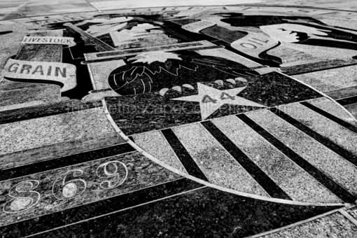 Cheyenne Black and White Photography of Wyoming State Seal on the Capitol Grounds Wyoming State Seal on the Capitol Grounds -- Cheyenne Black and White Photography