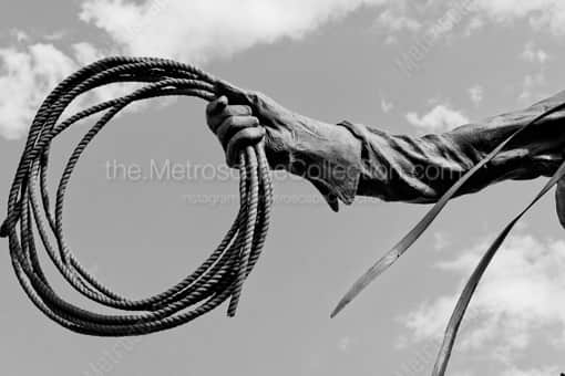 A Spool of Rope in Cowboy's Hand -- Cheyenne Black and White Photos