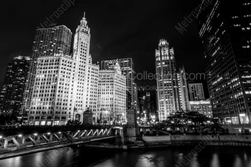 Michigan Avenue at Night -- Chicago Black and White Photography