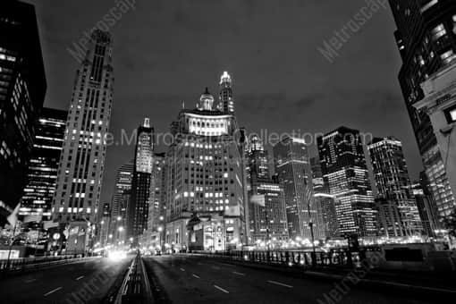 Michigan Avenue at the Chicago River -- Chicago Black and White Photography