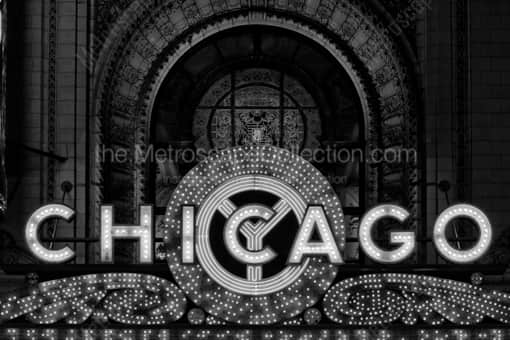 The Chicago Theater Sign -- Chicago Black and White Photography