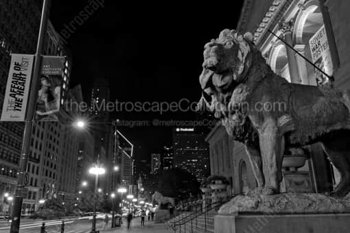 The Chicago Art Institute Lion -- Chicago Black and White Photography