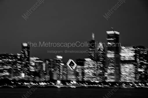 Chicago Black and White Photography of The Prudential Building part of the Chicago Skyline Blurry The Prudential Building part of the Chicago Skyline Blurry -- Chicago Black and White Photography