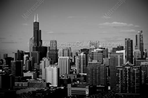 Downtown Chicago and Willis Tower -- Chicago Black and White Photography