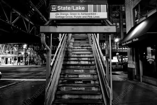 Steps of the State and Lake L Staton -- Chicago Black and White Photography