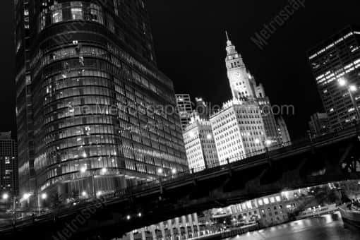 Trump Tower and the Wrigley Building -- Chicago Black and White Photography