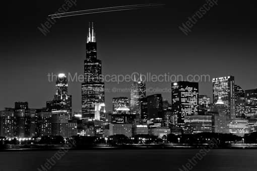 Chicago Black and White Photography of The Downtown Chicago Skyline from Adler Planetarium The Downtown Chicago Skyline from Adler Planetarium -- Chicago Black and White Photography