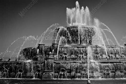 Close Up of Buckingham Fountain -- Chicago Black and White Photography