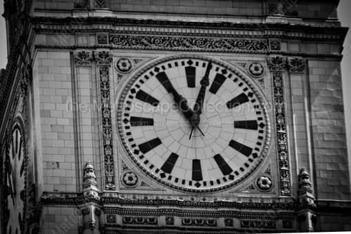 Clock Face of the Wrigley Building -- Chicago Black and White Photography