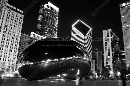 Cloud Gate in Millenium Park -- Chicago Black and White Photography