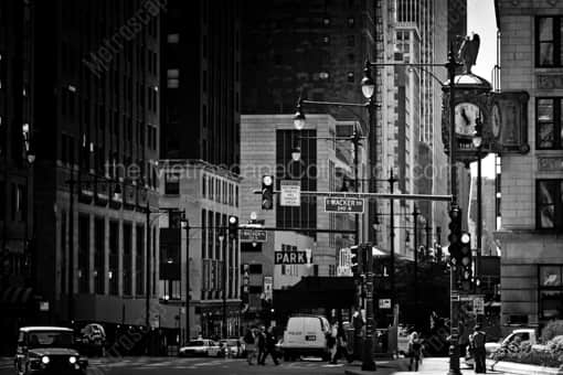 Wacker and Wabash -- Chicago Black and White Photography