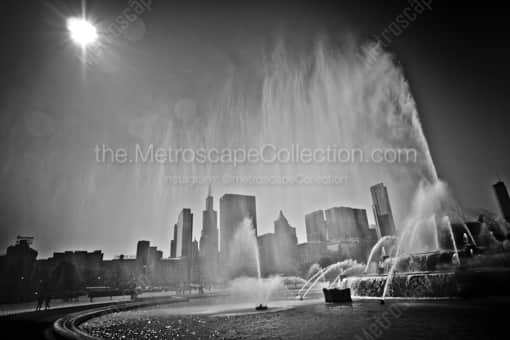 Spray from the Buckingham Fountain -- Chicago Black and White Photography