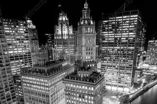 Chicago at Night -- Chicago Black and White Photography