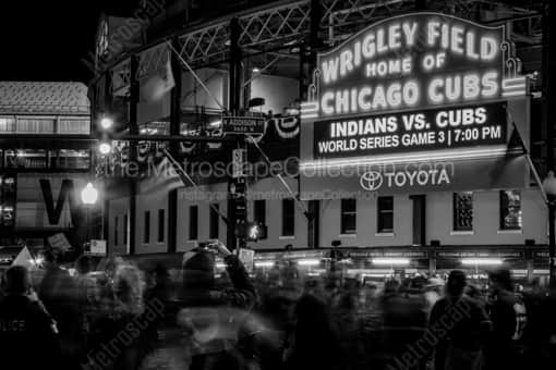 Chicago Black and White Photography of The Wrigley Field Sign for the 2016 World Series The Wrigley Field Sign for the 2016 World Series -- Chicago Black and White Photography