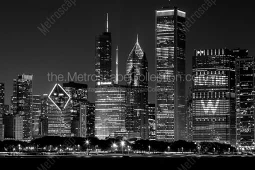 Chicago Black and White Photography of The Chicago Skyline during 2016 World Series The Chicago Skyline during 2016 World Series -- Chicago Black and White Photography