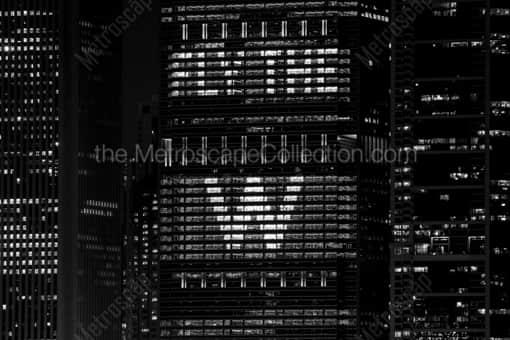 Chicago Black and White Photography of The FLY-THE-W Message in the Anthem Building at Night The FLY-THE-W Message in the Anthem Building at Night -- Chicago Black and White Photography