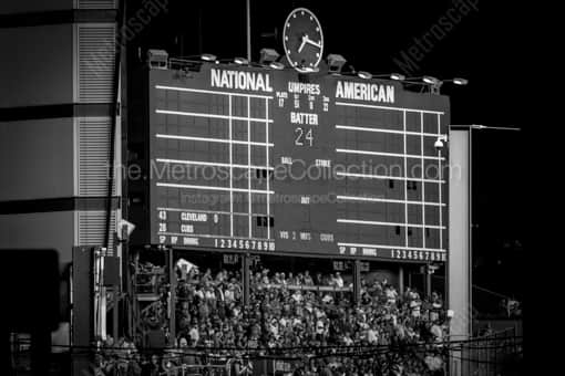 Chicago Black and White Photography of The Wrigley Field Scoreboard during the 2016 World Series The Wrigley Field Scoreboard during the 2016 World Series -- Chicago Black and White Photography