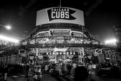 Chicago Black and White Photography of The Waveland and Sheffield Bleacher Entrance of Wrigley Field The Waveland and Sheffield Bleacher Entrance of Wrigley Field -- Chicago Black and White Photography