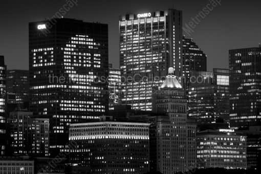 Go Cubs in the CNA Building -- Chicago Black and White Photography
