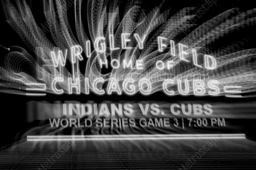 Chicago Black and White Photography of The Wrigley Field Sign during the World Series The Wrigley Field Sign during the World Series -- Chicago Black and White Photography