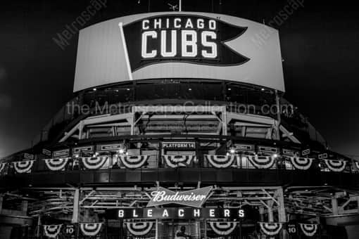 Chicago Black and White Photography of Wrigley Field Center Field Entrance off Sheffield and Waveland Wrigley Field Center Field Entrance off Sheffield and Waveland -- Chicago Black and White Photography
