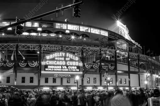 Chicago Black and White Photography of Wrigley Field and Wrigleyville at Night during the 2016 World Series Wrigley Field and Wrigleyville at Night during the 2016 World Series -- Chicago Black and White Photography