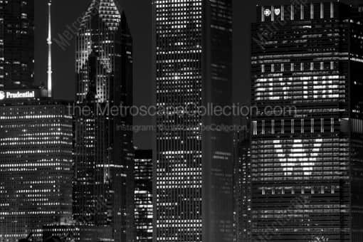 Chicago Black and White Photography of The Anthem Building during 2016 World Series The Anthem Building during 2016 World Series -- Chicago Black and White Photography