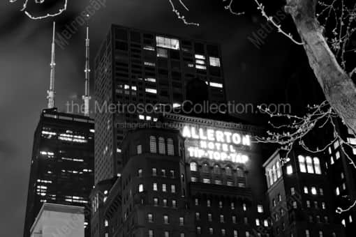 Chicago Black and White Photography of The Allerton Hotel on Michigan Avenue in Downtown Chicago The Allerton Hotel on Michigan Avenue in Downtown Chicago -- Chicago Black and White Photography