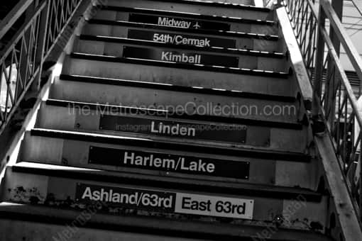 Chicago 'El' Train Stairs -- Chicago Black and White Photography