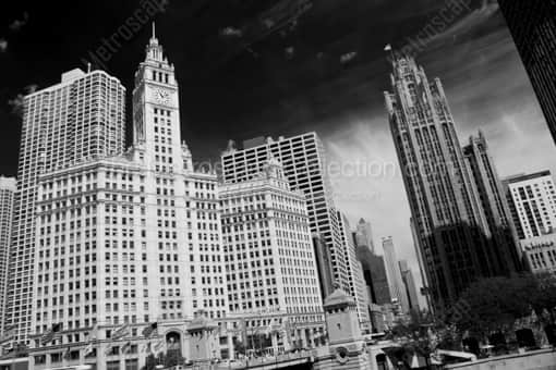Chicago Black and White Photography of Magnificent Michigan Avenue and the Tribune and Wrigley Buildings Magnificent Michigan Avenue and the Tribune and Wrigley Buildings -- Chicago Black and White Photography