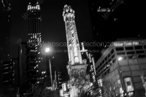 A Blurry Shot of the Chicago Water Tower -- Chicago Black and White Photography