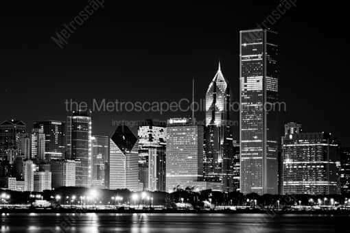 The Chicago Skyline featuring the AON Center, Prudential Buildings and the Smurfit-Stone Building -- Chicago Black and White Photography