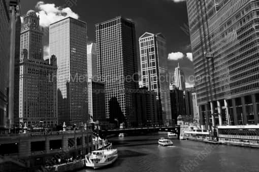 The Wendella Boat Tours Load Up for another Architectural Tour on the Chicago River -- Chicago Black and White Photography