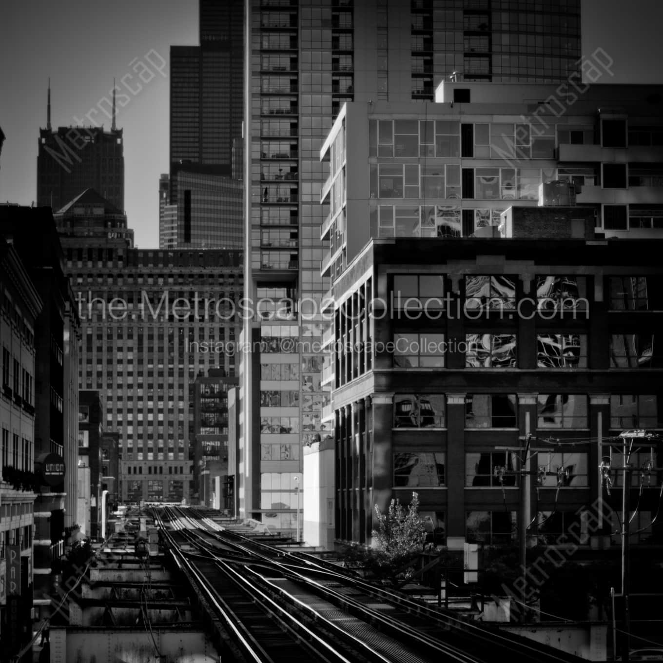 Chicago Street Station on the Brown Line landscape black and white Photography Chicago Street Station on the Brown Line landscape black and white Photography square crop