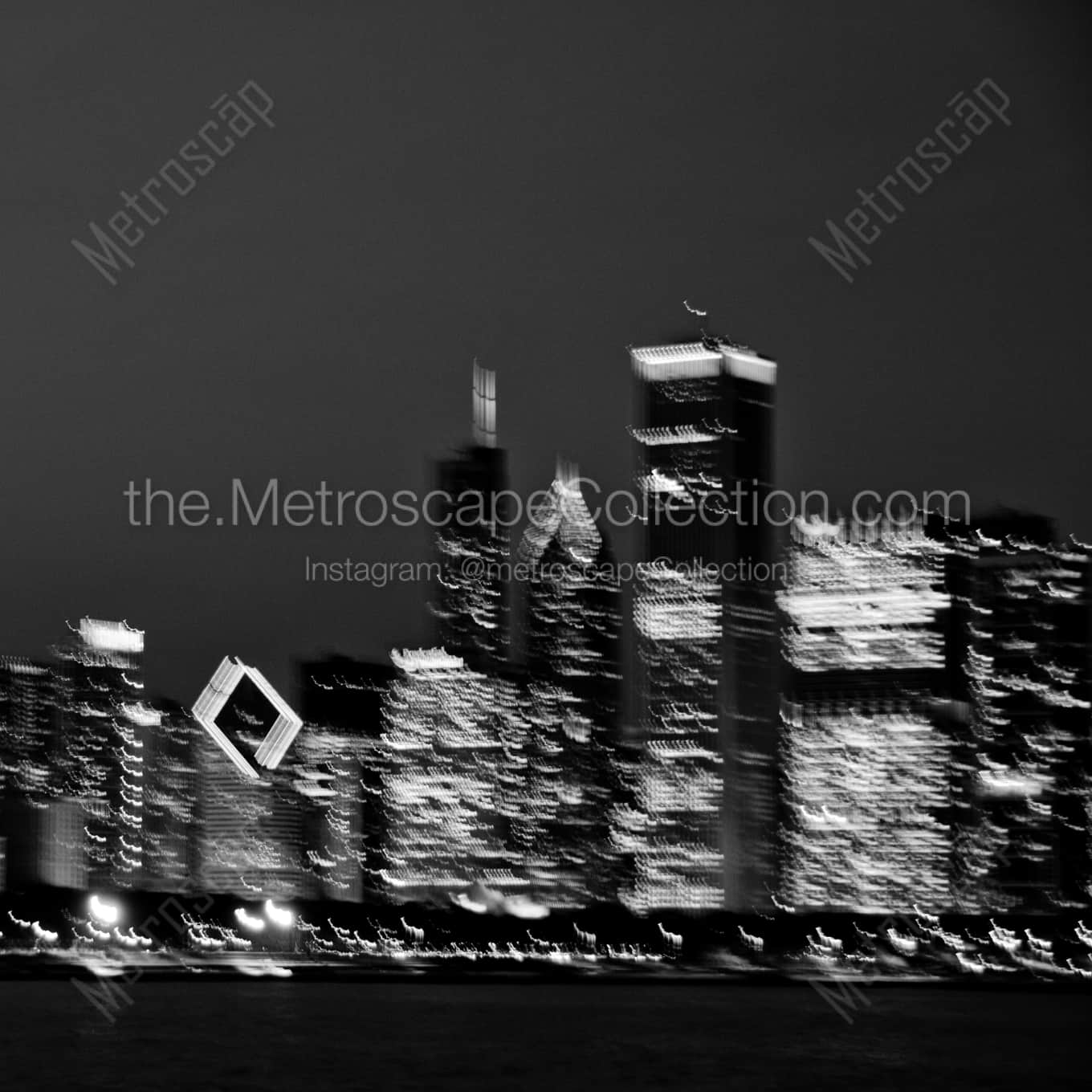 The Prudential Building part of the Chicago Skyline Blurry landscape black and white Photography The Prudential Building part of the Chicago Skyline Blurry landscape black and white Photography square crop