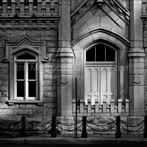 Matte Black WOOD Framed Black and White Chicago Photograph: A Side Door on the Old Chicago Water Tower in a Square Matte Black Wood Frame