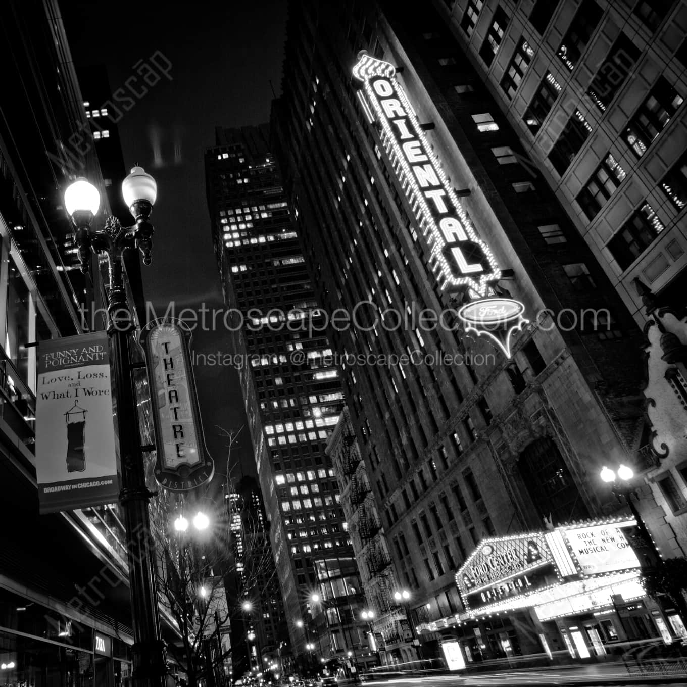 The Oriental Theatre landscape black and white Photography The Oriental Theatre landscape black and white Photography square crop