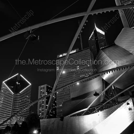 Matte Black WOOD Framed Black and White Chicago Photograph: Chicago Under Dailey Plaza in a Square Matte Black Wood Frame
