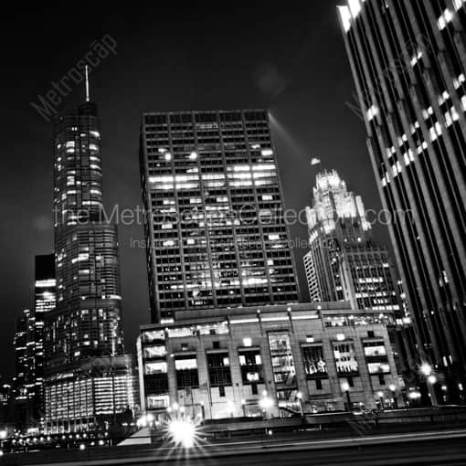 Matte Black WOOD Framed Black and White Chicago Photograph: The University of Chicago in a Square Matte Black Wood Frame