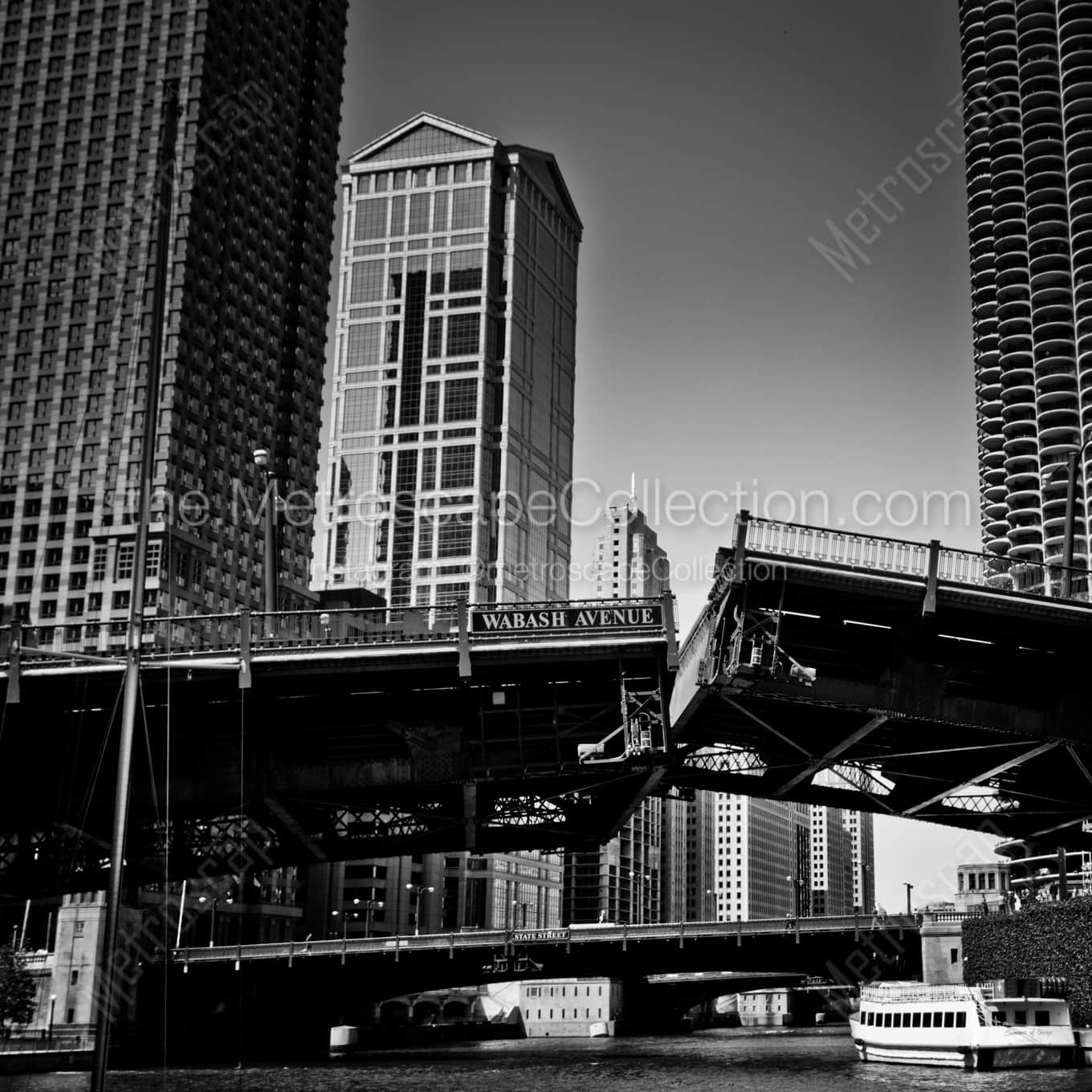 The Wabash Avenue Draw Bridge landscape black and white Photography The Wabash Avenue Draw Bridge landscape black and white Photography square crop