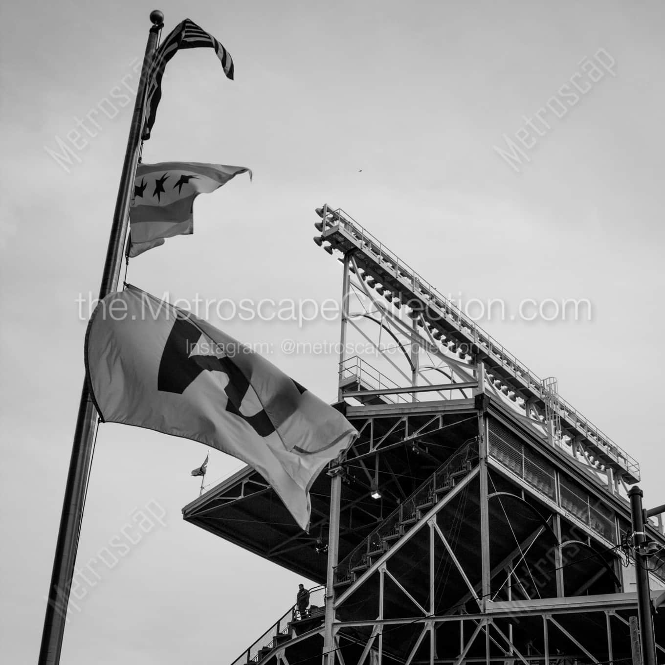 A W Flag on Waveband behind Wrigley Field landscape black and white Photography A W Flag on Waveband behind Wrigley Field landscape black and white Photography square crop