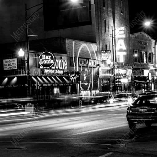 Matte Black WOOD Framed Black and White Chicago Photograph: Addison and Clark South of Wrigley Field in a Square Matte Black Wood Frame