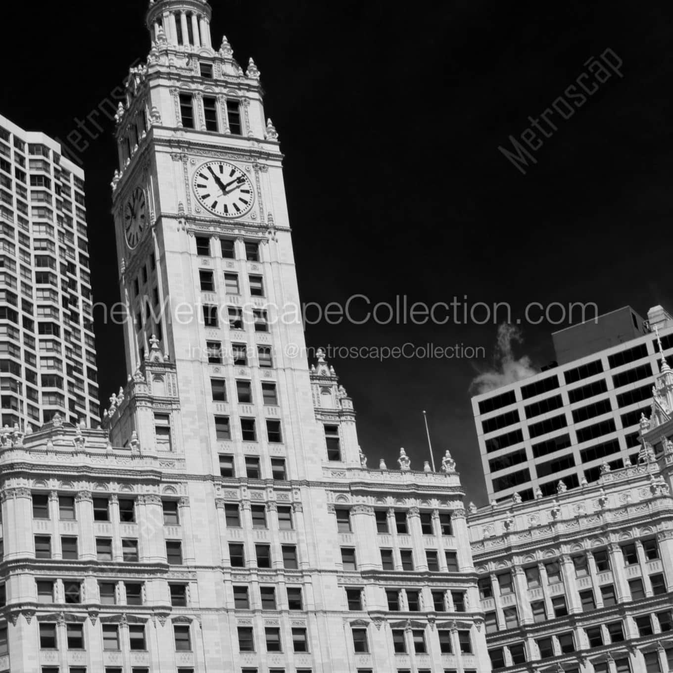 The Facade of the Wrigley Building landscape black and white Photography square crop