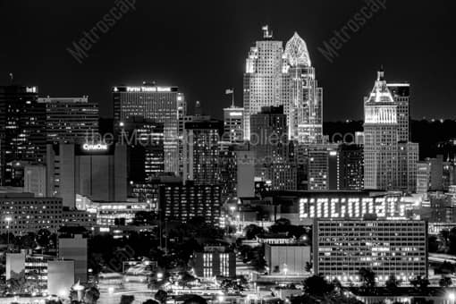 Cincinnati Black and White Photography of Downtown Cincinnati from the Incline District Downtown Cincinnati from the Incline District -- Cincinnati Black and White Photography