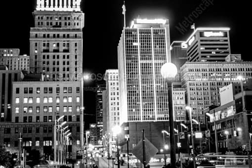 Cincinnati Black and White Photography of Cincinnati from the Freedom Center at Night Cincinnati from the Freedom Center at Night -- Cincinnati Black and White Photography