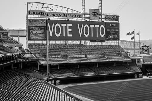 Vote Votto GABP Jumbotron -- Cincinnati Black and White Photos