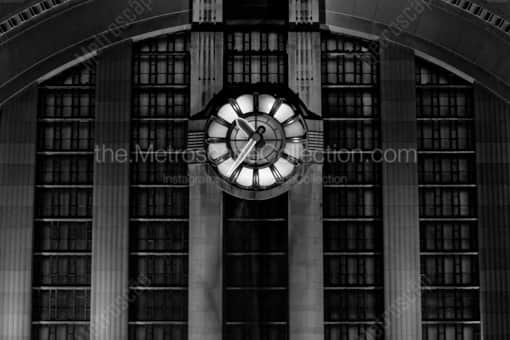 Cincinnati Black and White Photography of The Wilson Clock on the Cincinnati Museum Center The Wilson Clock on the Cincinnati Museum Center -- Cincinnati Black and White Photography