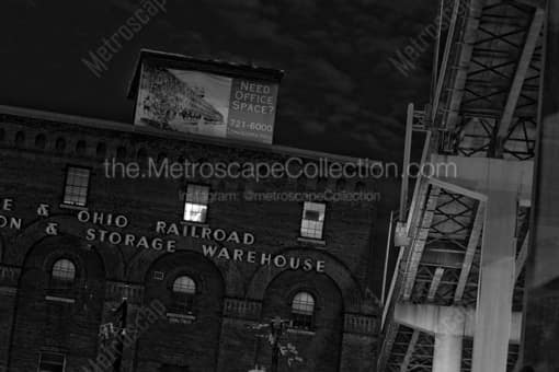 Cincinnati Black and White Photography of The Baltimore and Ohio Railroad Storage Warehouse The Baltimore and Ohio Railroad Storage Warehouse -- Cincinnati Black and White Photography