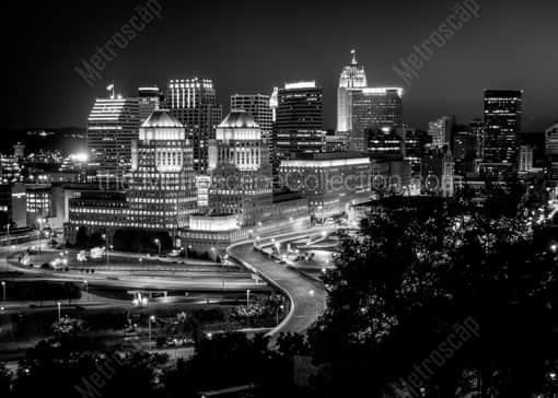 The Cincinnati Skyline from Mt. Adams -- Cincinnati Black and White Photos