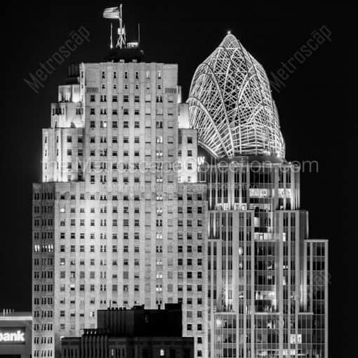 Cincinnati Black and White Photography of The Tops of Carew Tower and Queen City Tower The Tops of Carew Tower and Queen City Tower -- Cincinnati Black and White Photography